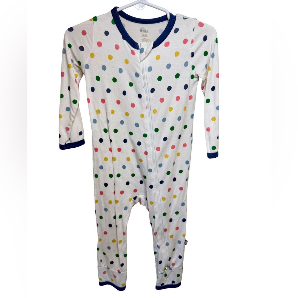 Kyte BABY Zippered Romper In Polka Dots, 18-24M, Retired 2022, EUC